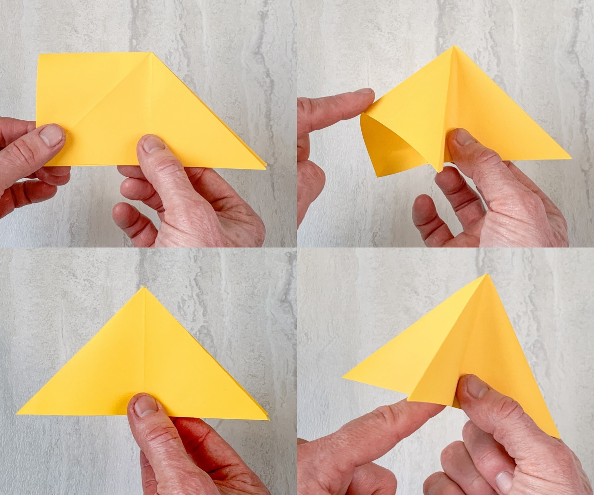 Repeat folding in a triangle on the other side