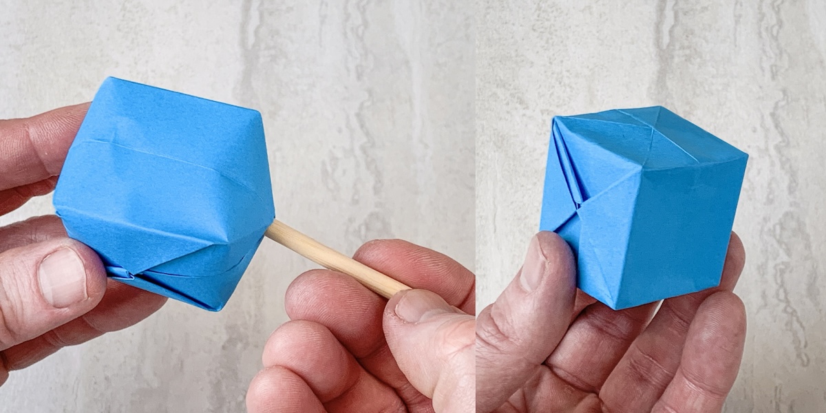 use a chopstick to form the rest of the cube